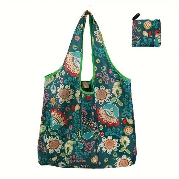 Ladies' Reusable Folding Flower Shopping Bag - Large Capacity Waterproof Bag - Picture 2 of 3